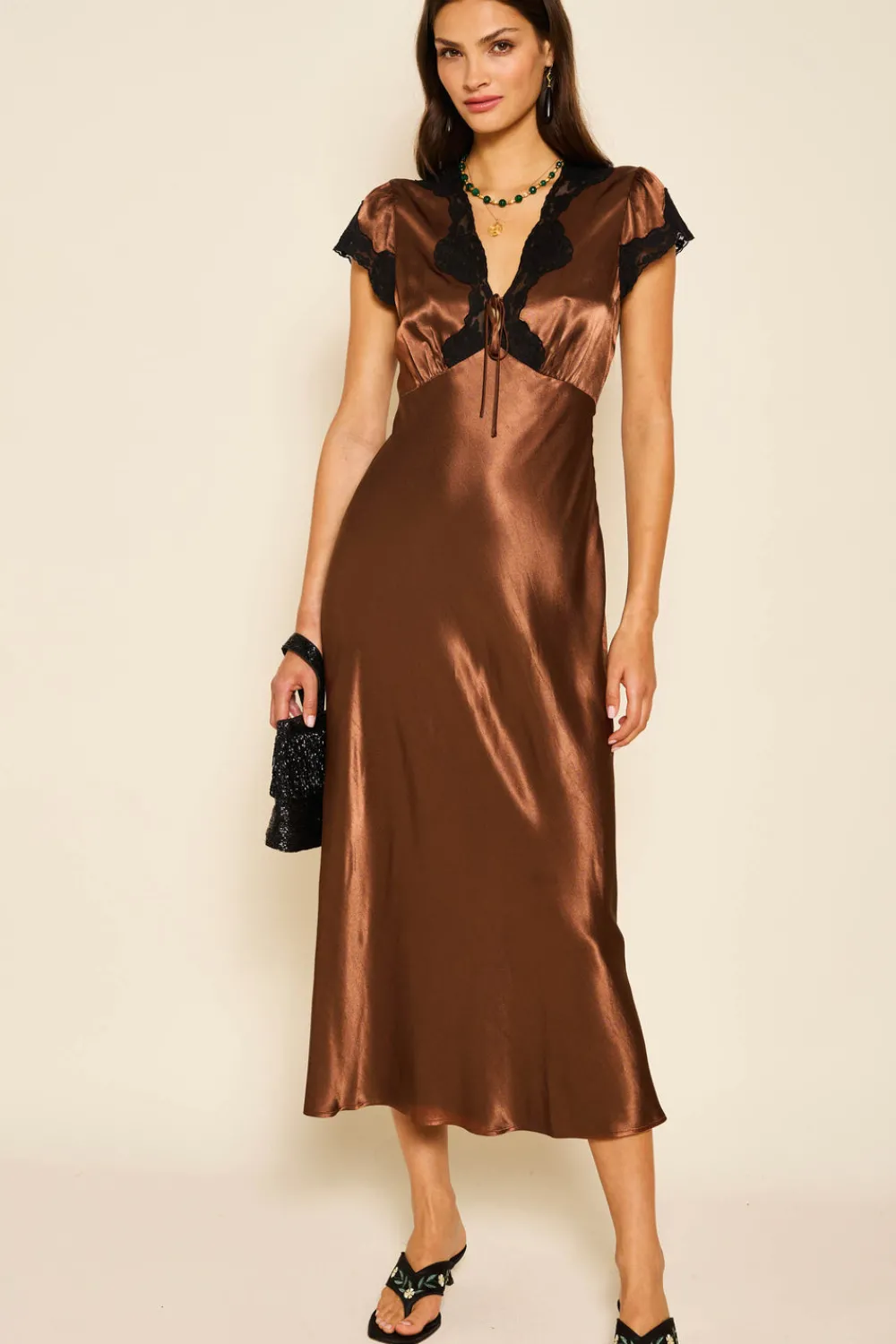 RIXO Amari Satin Midi Dress^ Dresses