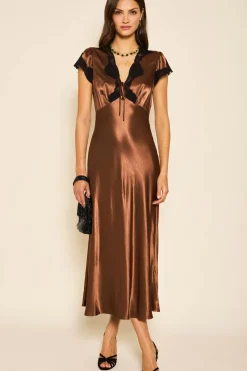 RIXO Amari Satin Midi Dress^ Dresses