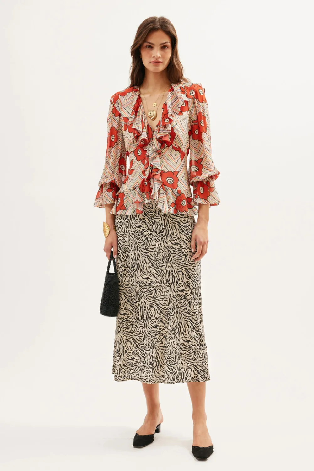 RIXO Ami Silk Blouse^ Tops