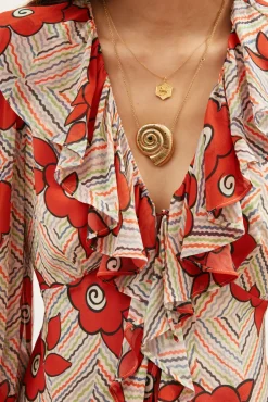 RIXO Ami Silk Blouse^ Tops