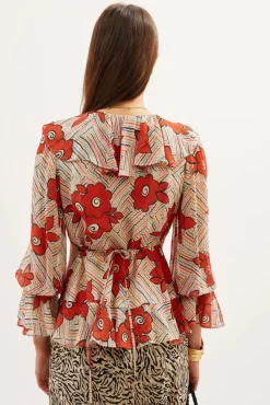 RIXO Ami Silk Blouse^ Tops