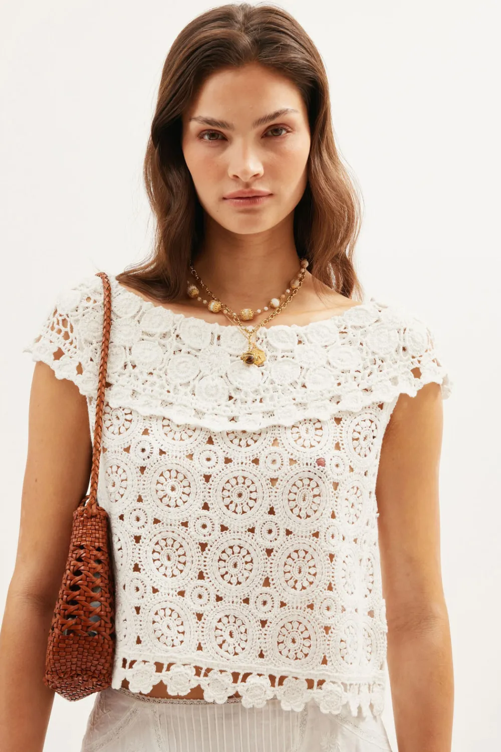 RIXO Eimear Cotton Crochet Top^ Tops|Knitwear