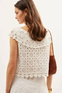 RIXO Eimear Cotton Crochet Top^ Tops|Knitwear
