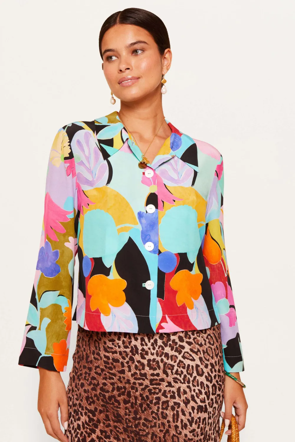 RIXO Ginette Silk Shirt^ Tops