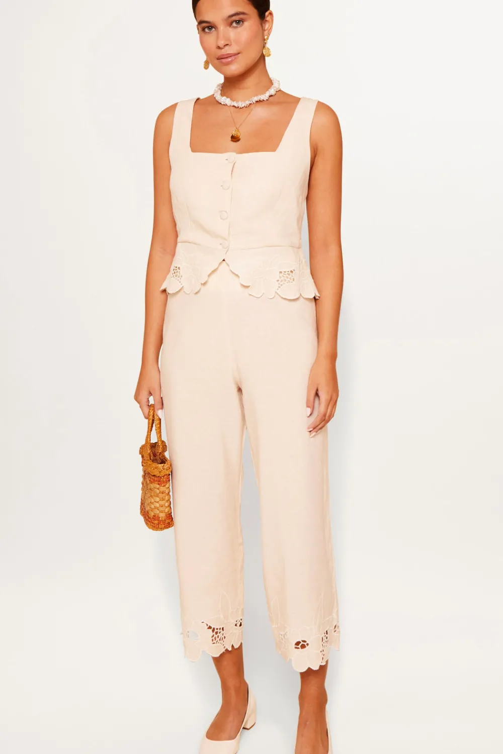 RIXO Iveta Linen-Blend Trousers^ Co-Ords