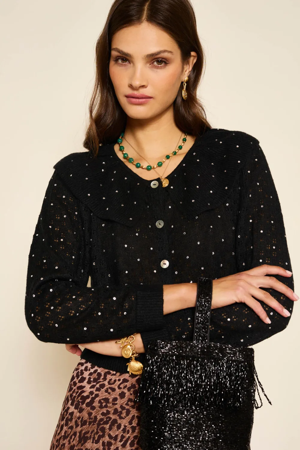 RIXO Jelena Embellished Knitted Cardigan^ Tops|Knitwear