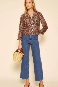RIXO Maisie Leopard Silk Top^ Tops