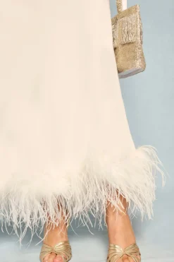 RIXO Mya Feathered Maxi Dress^ White Dresses|The White Edit