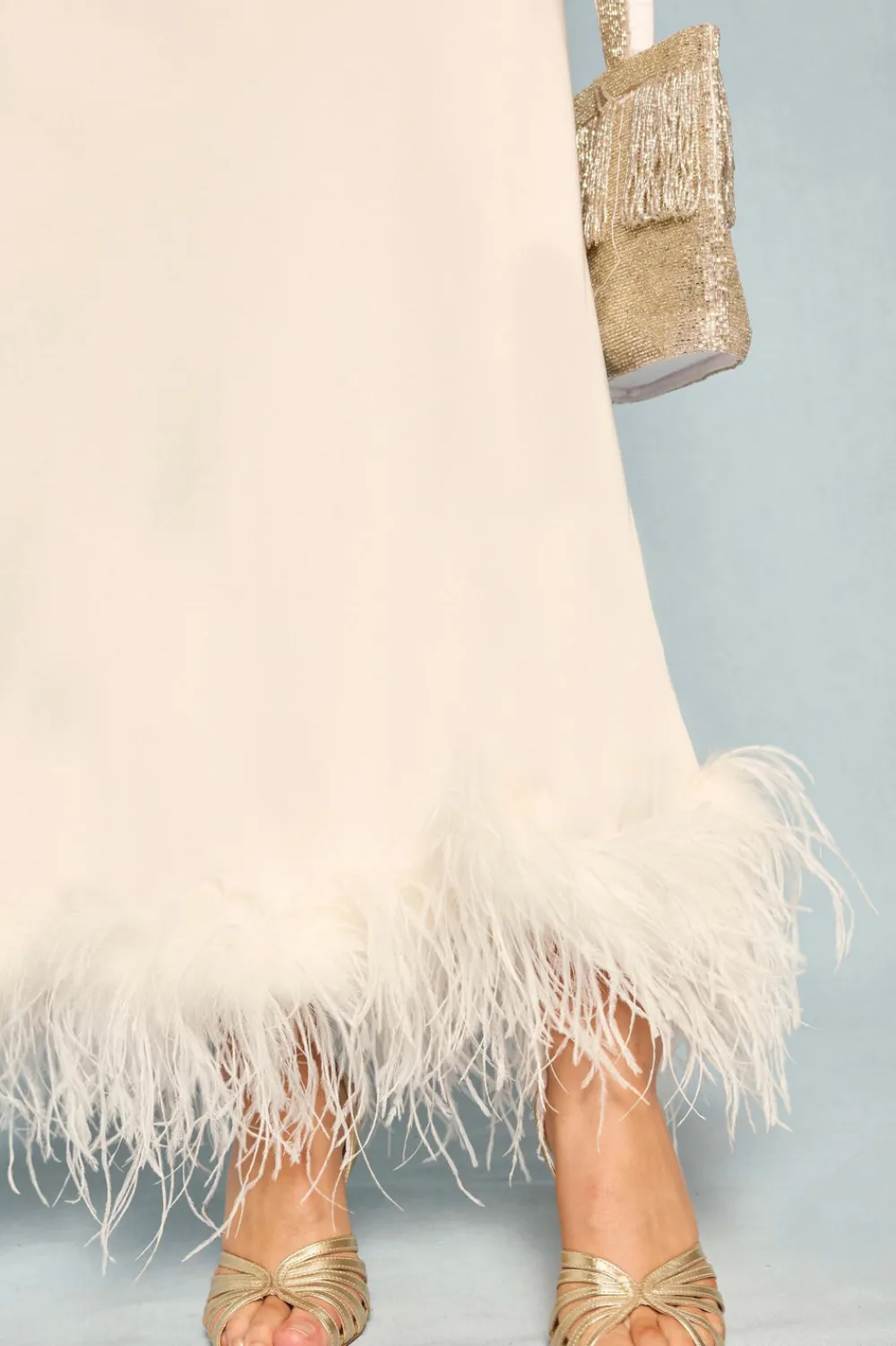RIXO Mya Feathered Maxi Dress^ White Dresses|The White Edit