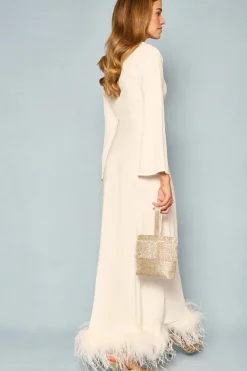 RIXO Mya Feathered Maxi Dress^ White Dresses|The White Edit
