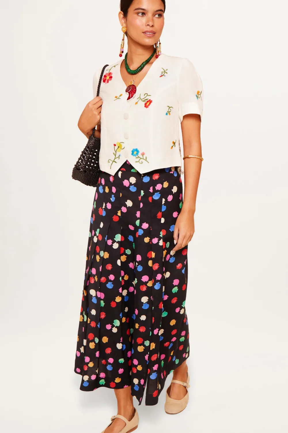 RIXO Noele Cotton-Blend Midi Skirt^ Skirts|Co-Ords
