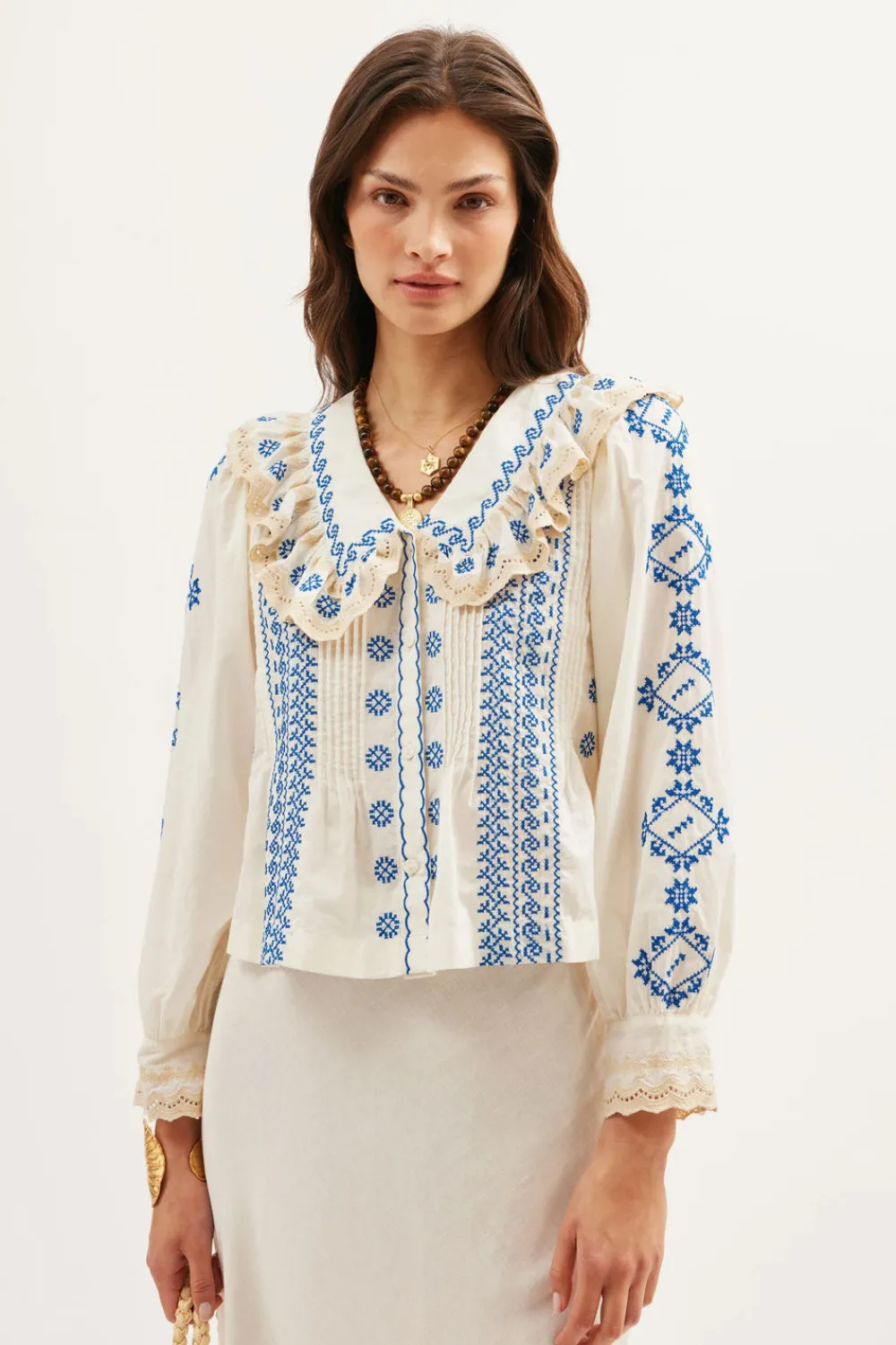 RIXO Percy Cotton Blouse^ Tops