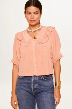 RIXO Quince Silk Blouse^ Tops