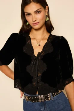 RIXO Ursula Velvet Top^ Tops