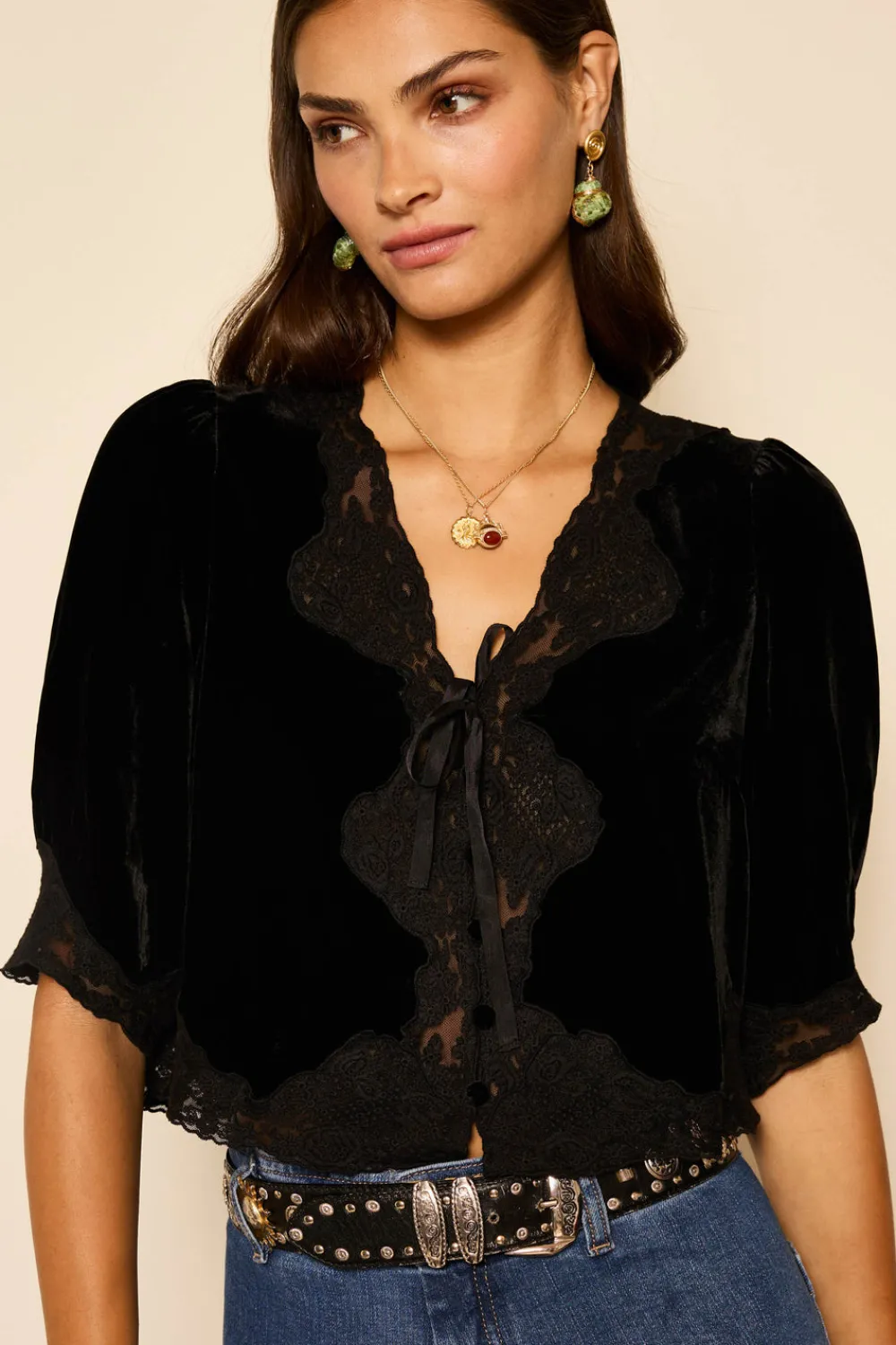 RIXO Ursula Velvet Top^ Tops