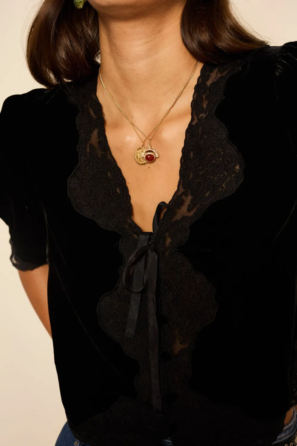 RIXO Ursula Velvet Top^ Tops