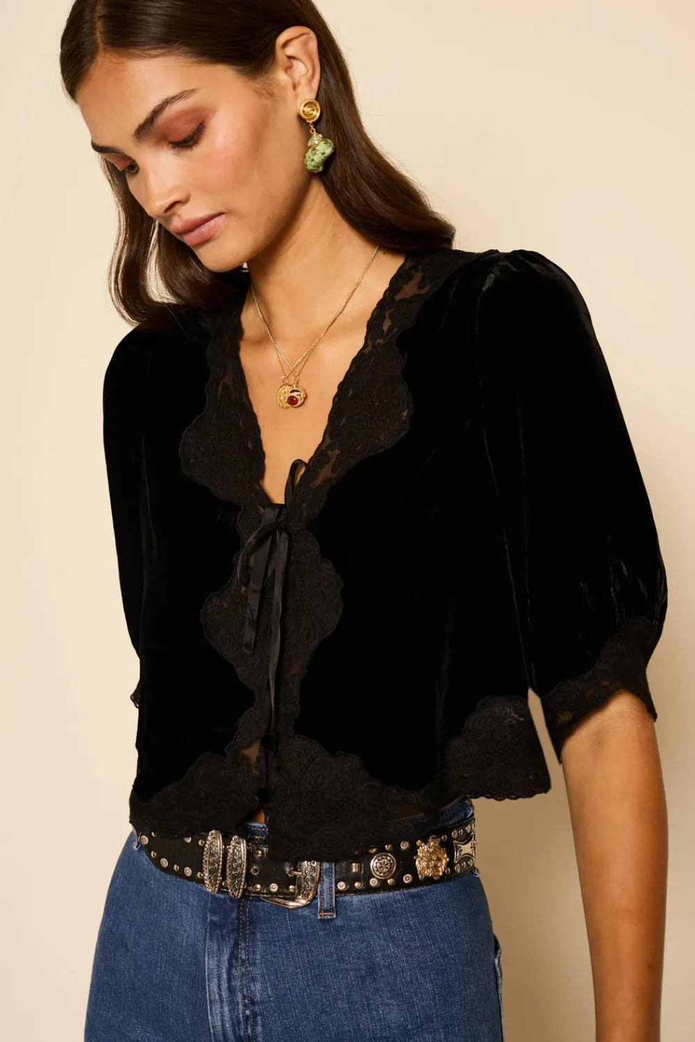 RIXO Ursula Velvet Top^ Tops