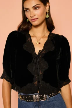 RIXO Ursula Velvet Top^ Tops